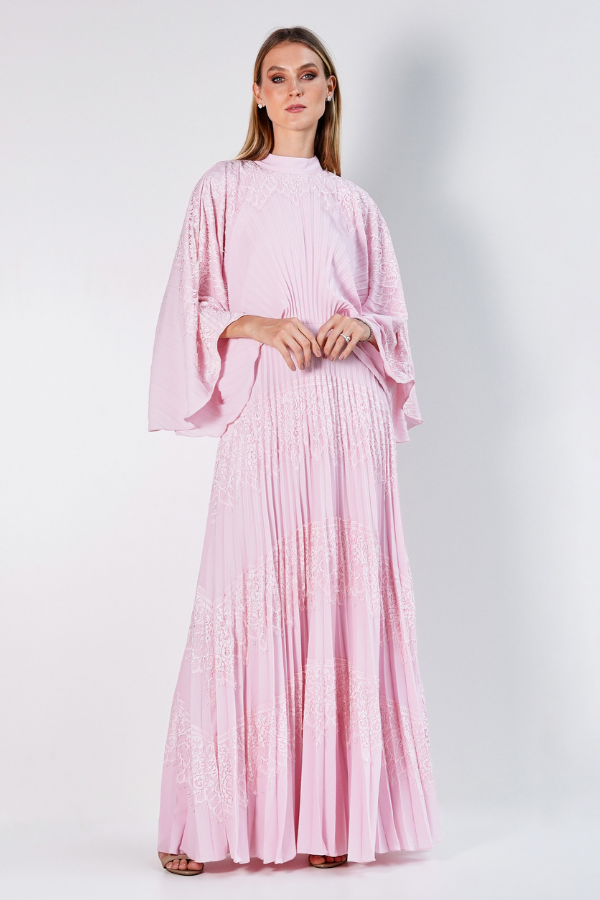 VESTIDO LONGO EM RENDA DE MANGAS LONGAS UNITY SEVEN