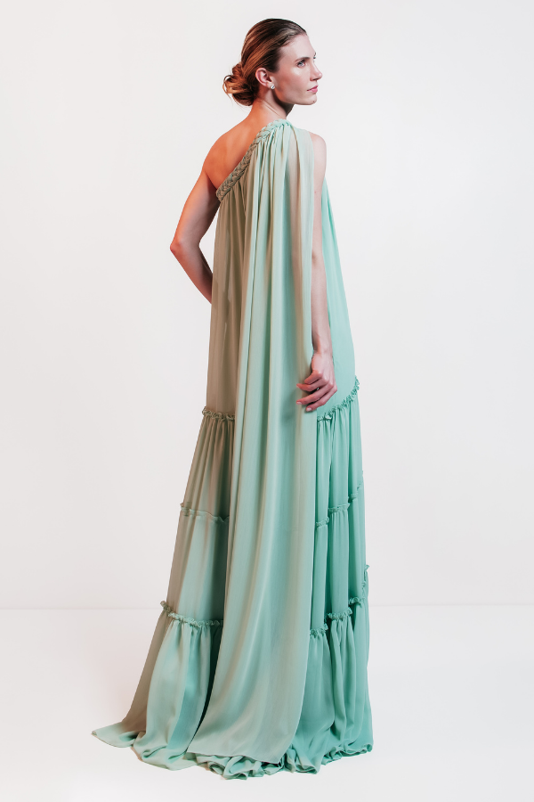 VESTIDO LONGO VERDE MENTA FLUIDO UNITY SEVEN