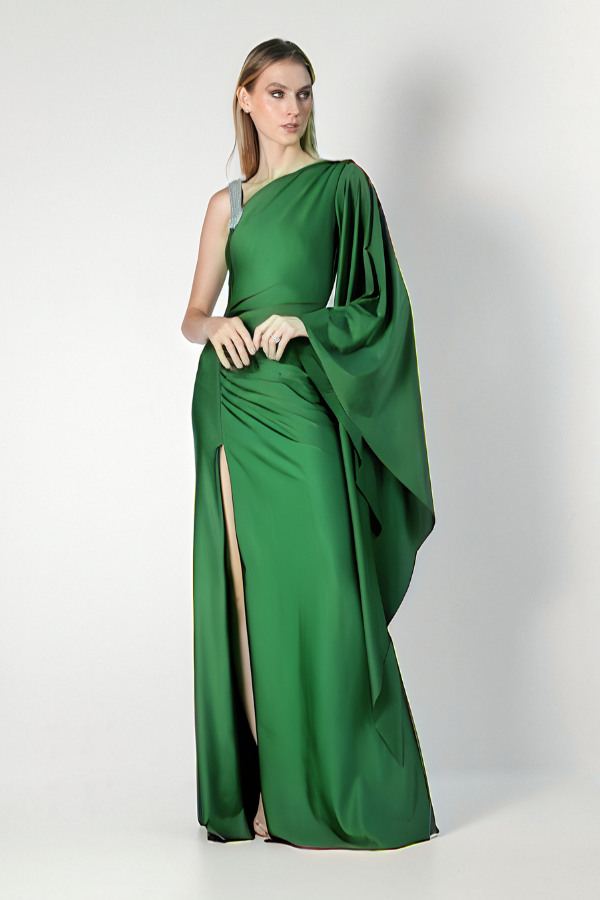 VESTIDO VERDE DE UM OMBRO SÓ