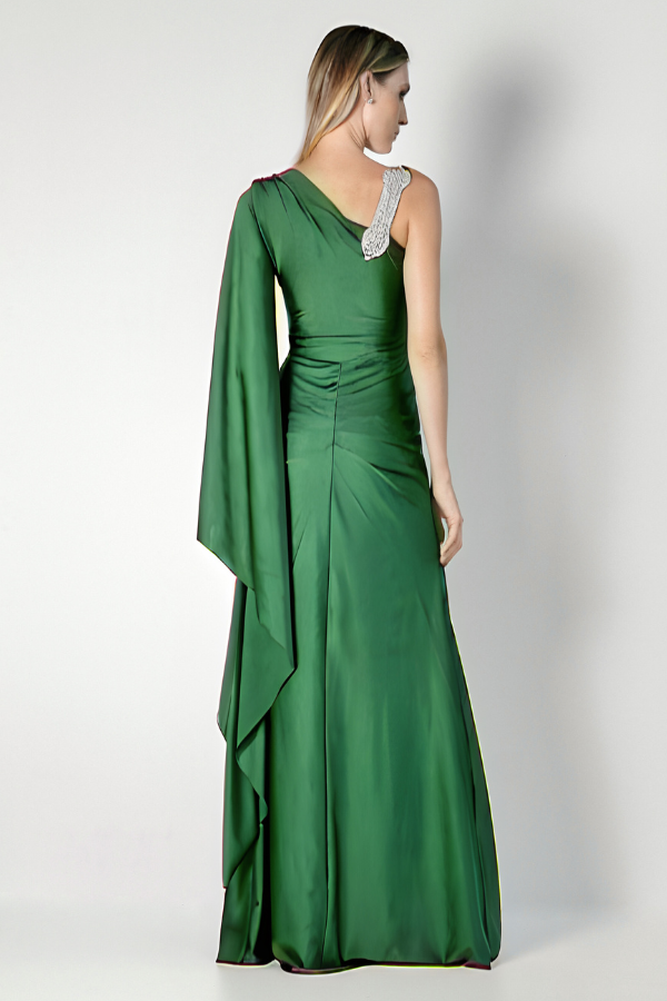 VESTIDO VERDE DE UM OMBRO SÓ
