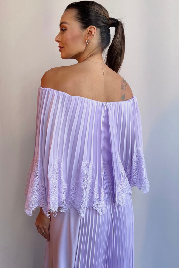 VESTIDO LAVANDA OMBRO A OMBRO DE RENDA UNITY SEVEN
