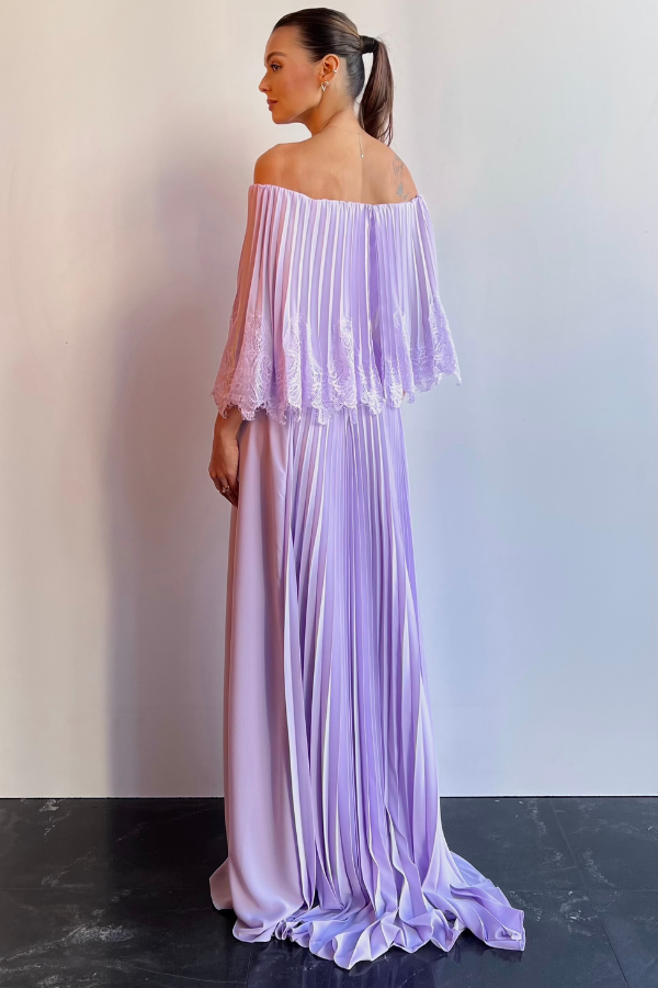 VESTIDO LAVANDA OMBRO A OMBRO DE RENDA UNITY SEVEN