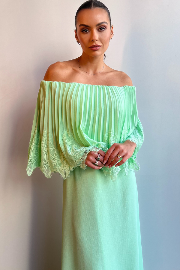 VESTIDOVERDE OMBRO A OMBRO DE RENDA UNITY SEVEN