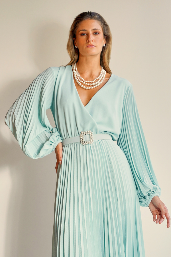 VESTIDO LONGO AZUL DE MANGAS LONGAS UNITY SEVEN