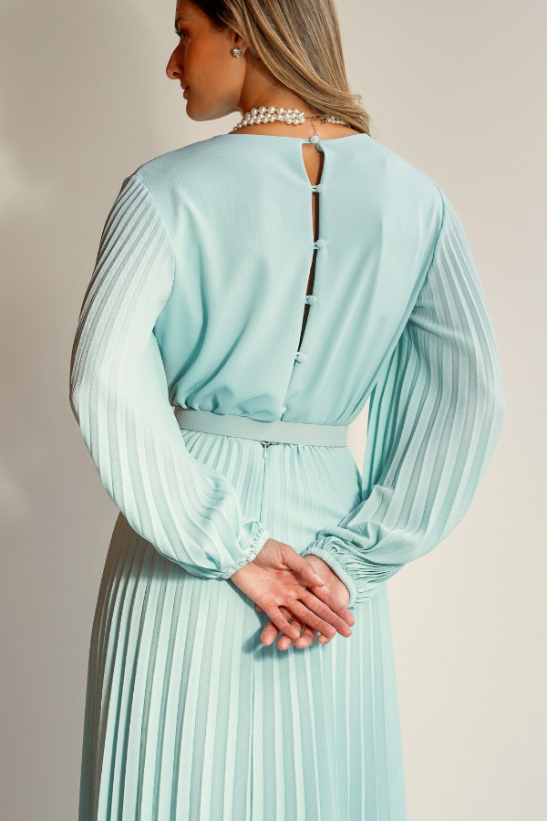 VESTIDO LONGO AZUL DE MANGAS LONGAS UNITY SEVEN