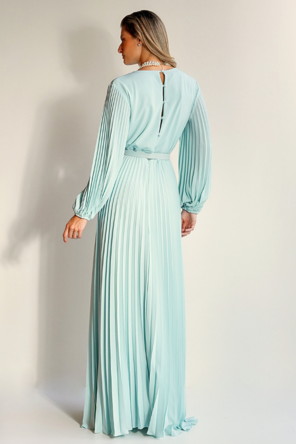 VESTIDO LONGO AZUL DE MANGAS LONGAS UNITY SEVEN