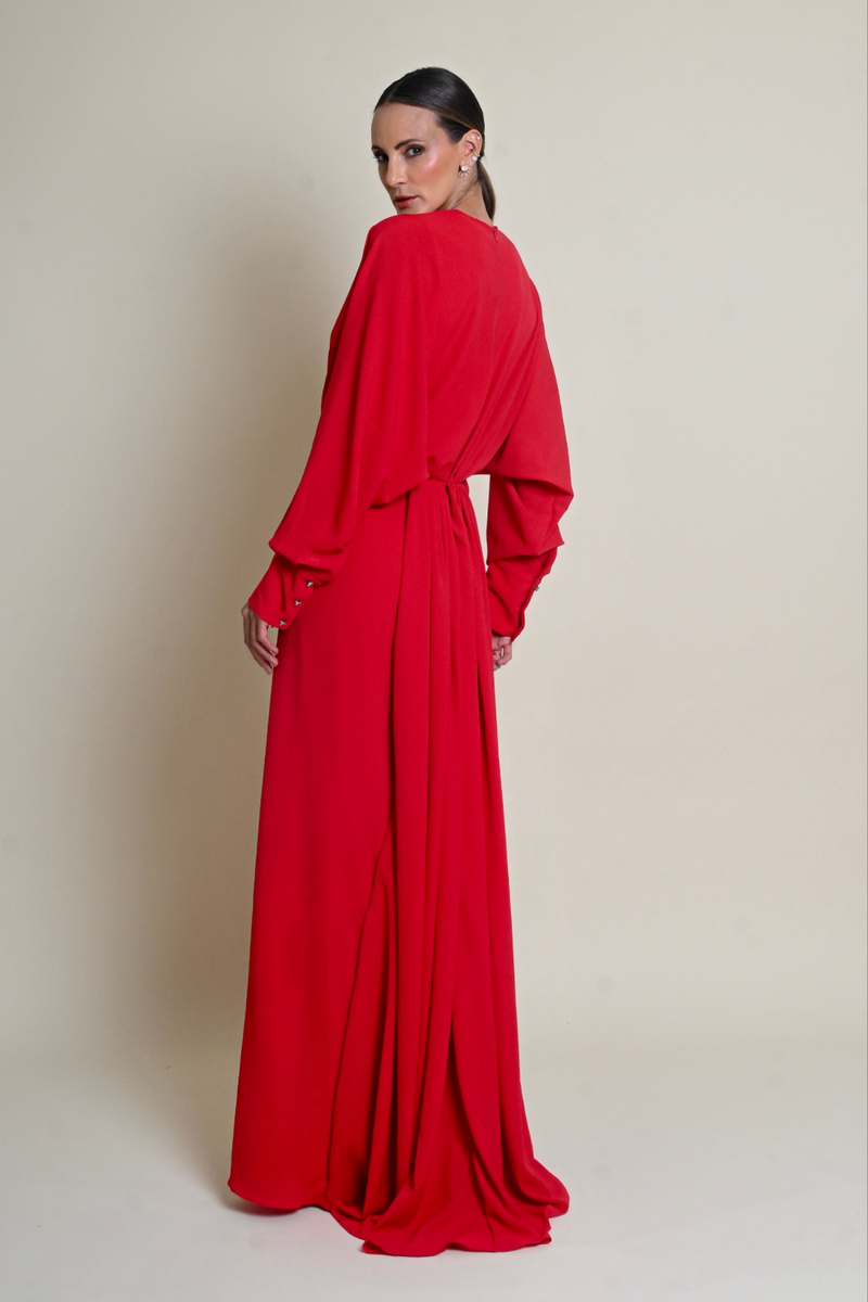 VESTIDO CREPE LAÇO - VERMELHO