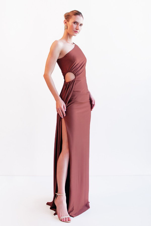 VESTIDO LONGO COM RECORTE NA CINTURA UNITY SEVEN