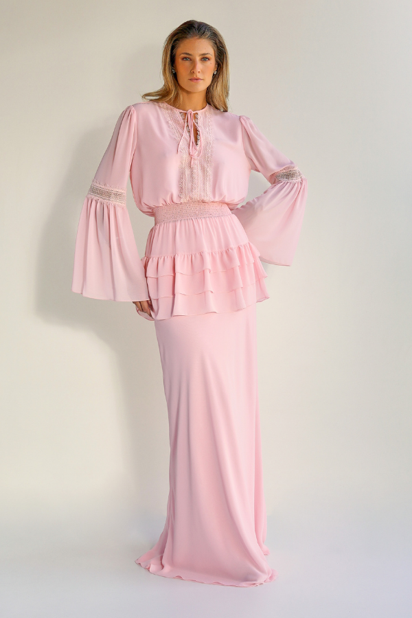 CONJUNTO ROSA BLUSA E SAIA LONGA UNITY SEVEN