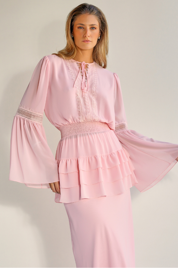 CONJUNTO ROSA BLUSA E SAIA LONGA UNITY SEVEN