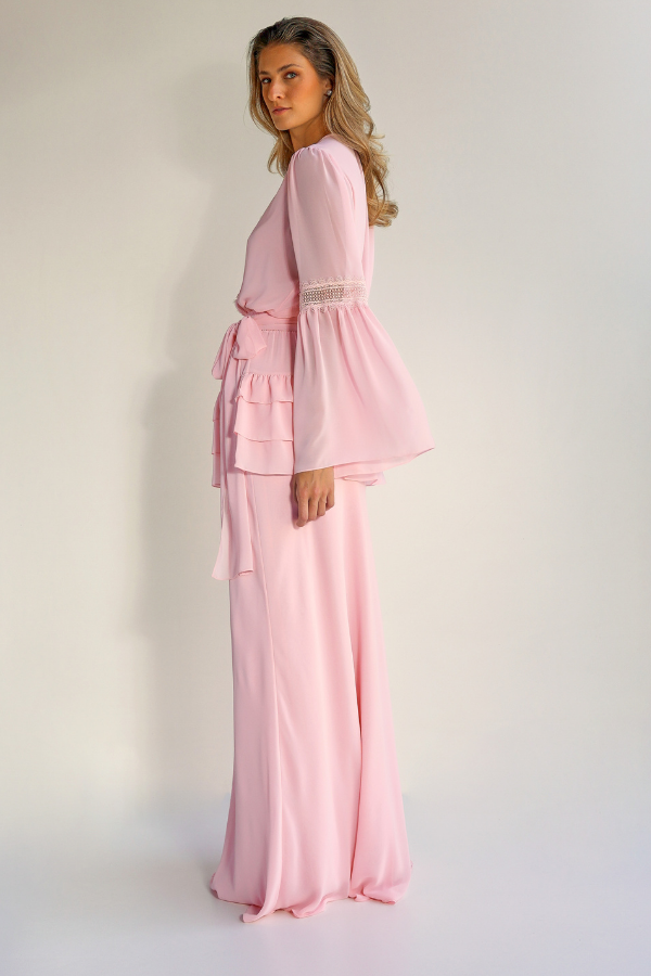 CONJUNTO ROSA BLUSA E SAIA LONGA UNITY SEVEN