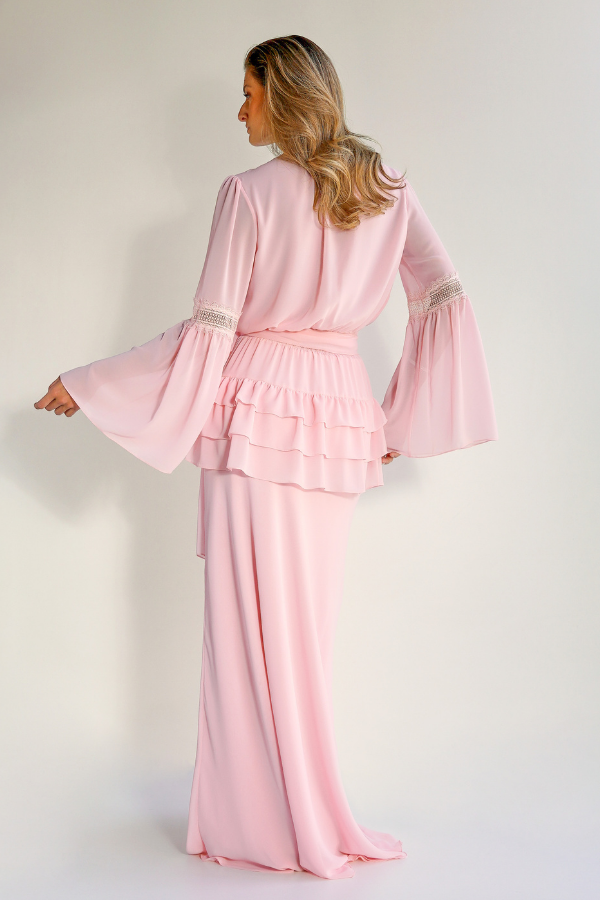 CONJUNTO ROSA BLUSA E SAIA LONGA UNITY SEVEN