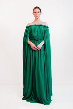 VESTIDO LONGO VERDE FLUIDO UNITY SEVEN