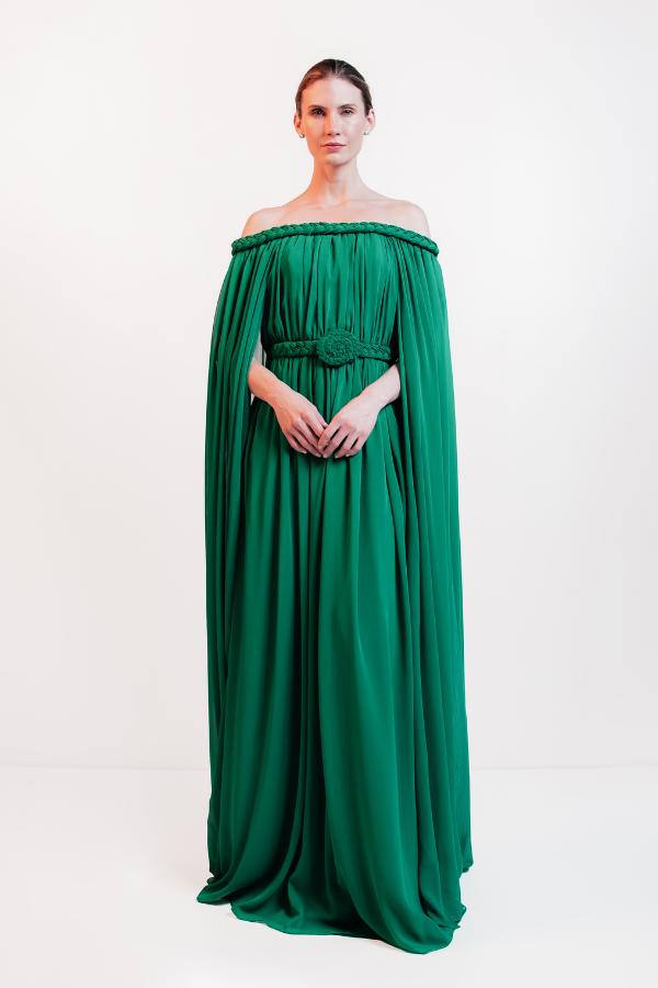 VESTIDO LONGO VERDE FLUIDO UNITY SEVEN