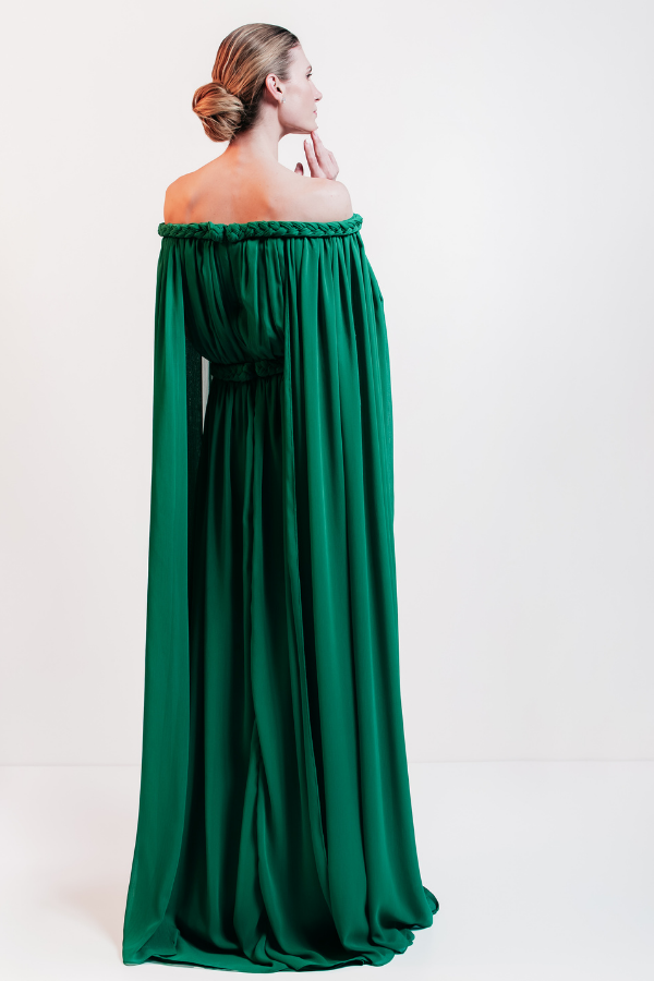VESTIDO LONGO VERDE FLUIDO UNITY SEVEN