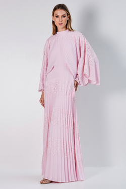 VESTIDO LONGO EM RENDA DE MANGAS LONGAS UNITY SEVEN
