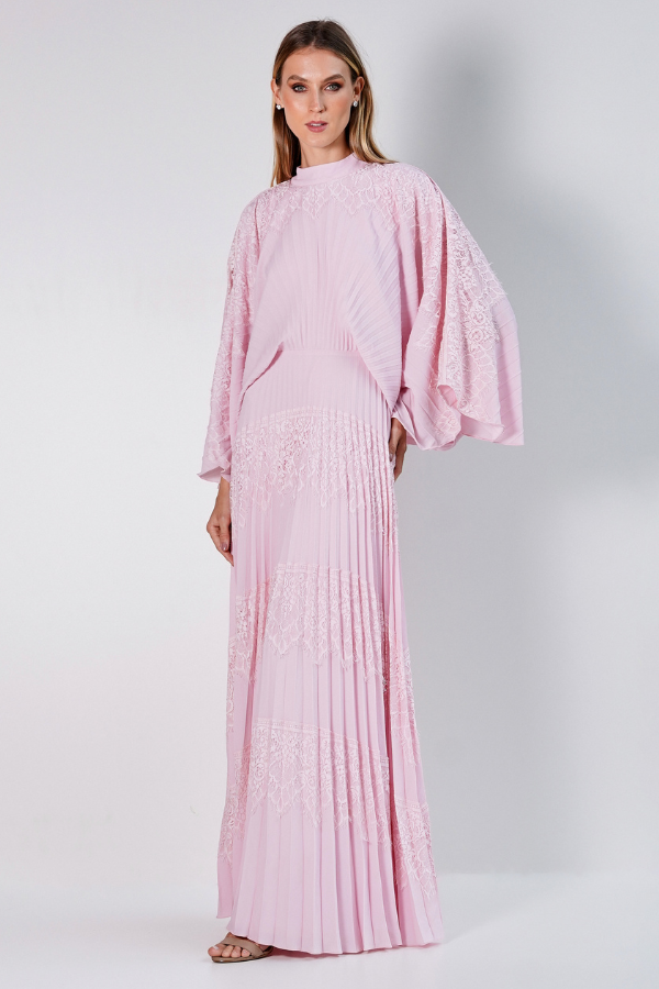 VESTIDO LONGO EM RENDA DE MANGAS LONGAS UNITY SEVEN