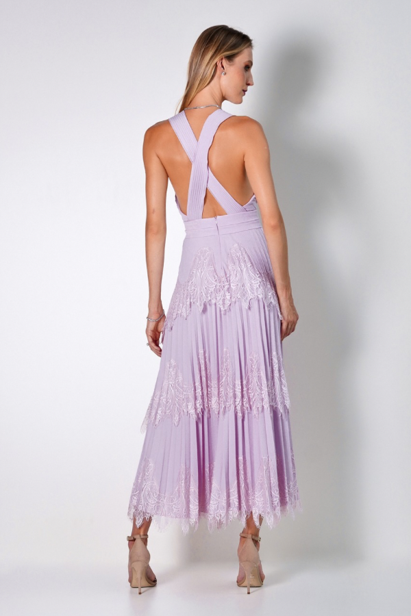 VESTIDO MIDI LAVANDA EM RENDA UNITY SEVEN
