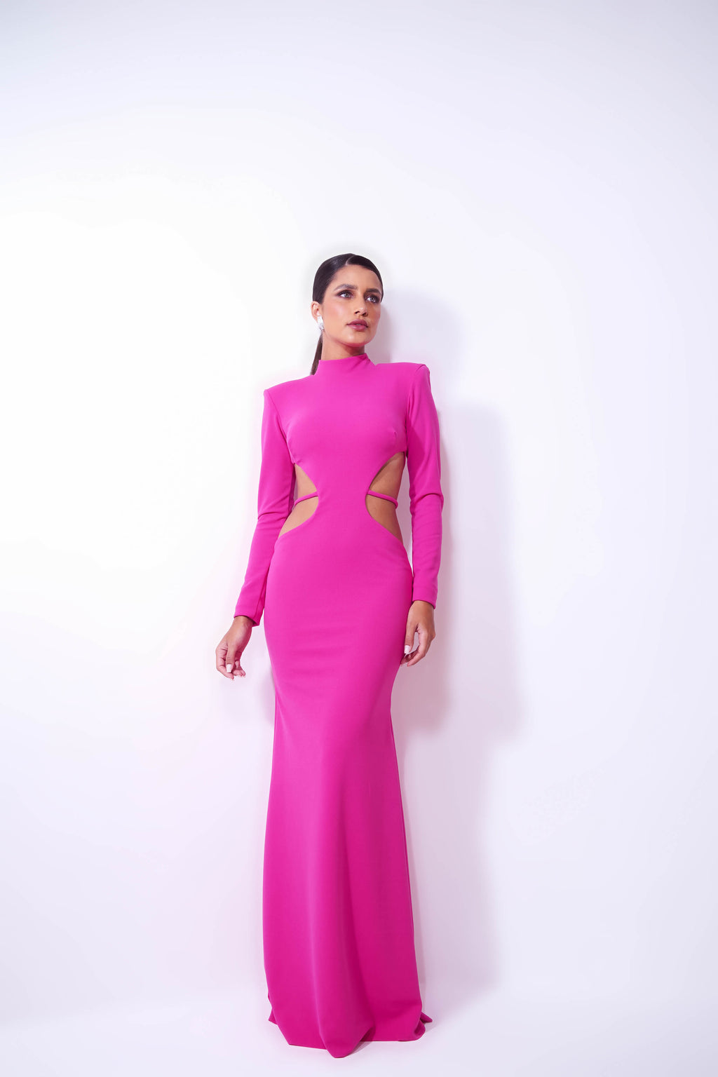 strapless open back dress Long Pink Dress with Straps main image 0